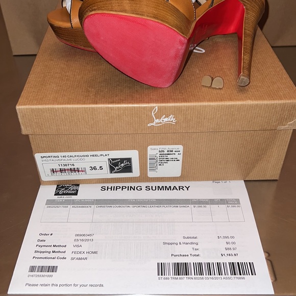 Worn a few times.  Red Rubber sole from Shoe Spa NYC, 5 1/2 inch heels. - Picture 5 of 6